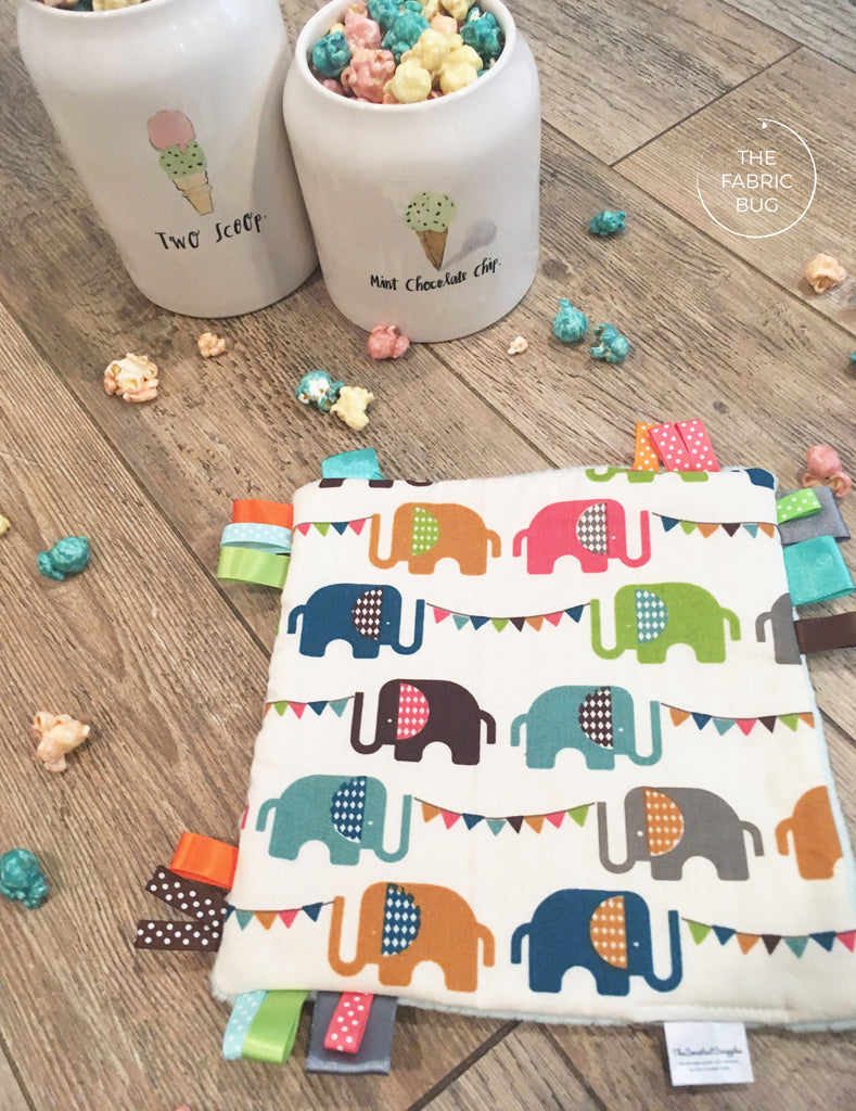 Mini Rainbow Elephant Taggie Lovey Blanket