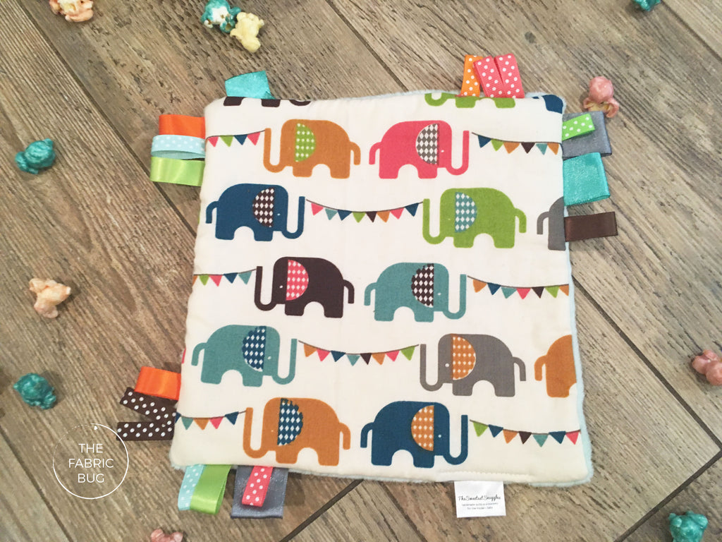Mini Rainbow Elephant Taggie Lovey Blanket