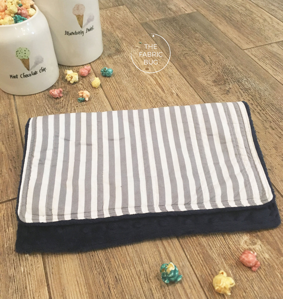 Quilted Grey Striped Lovey Blanket