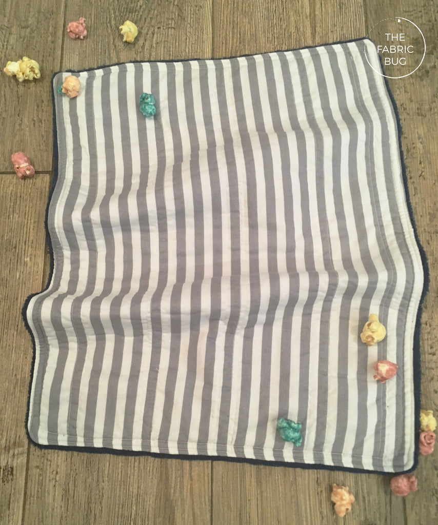 Quilted Grey Striped Lovey Blanket