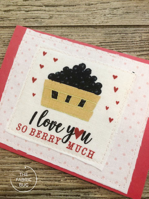 i love you so berry much fabric note card