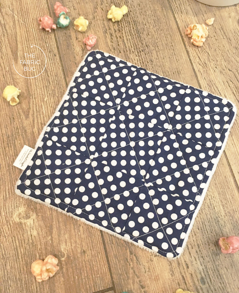 Mini Quilted Navy Polka Dot Lovey Blanket