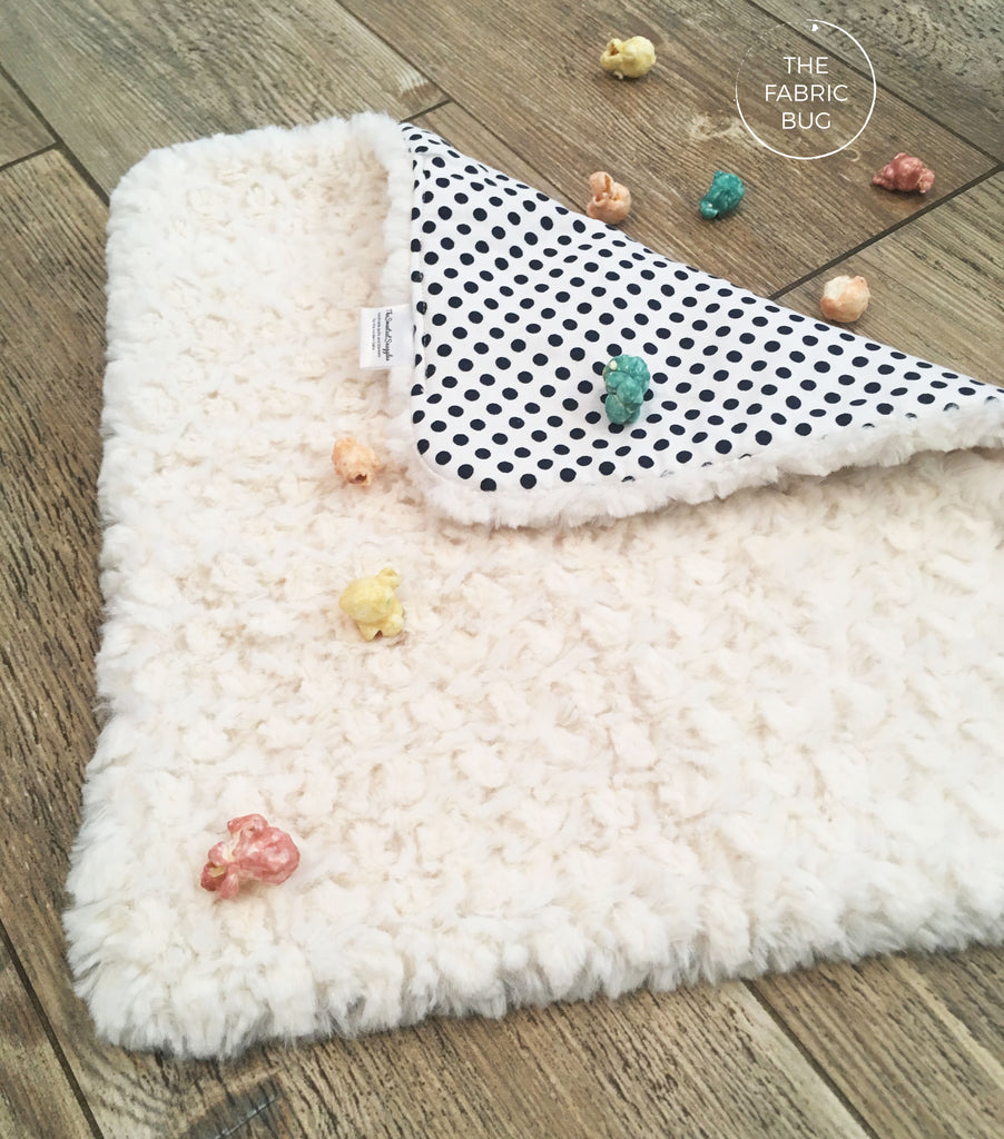 Navy Polka Dot Lovey Blanket