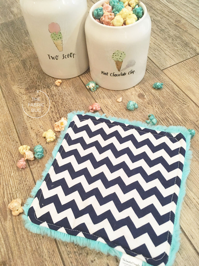 Mini Navy Chevron Lovey Blanket