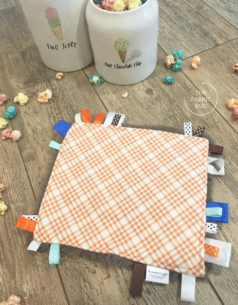 Mini Orange & Brown Taggie Lovey Blanket