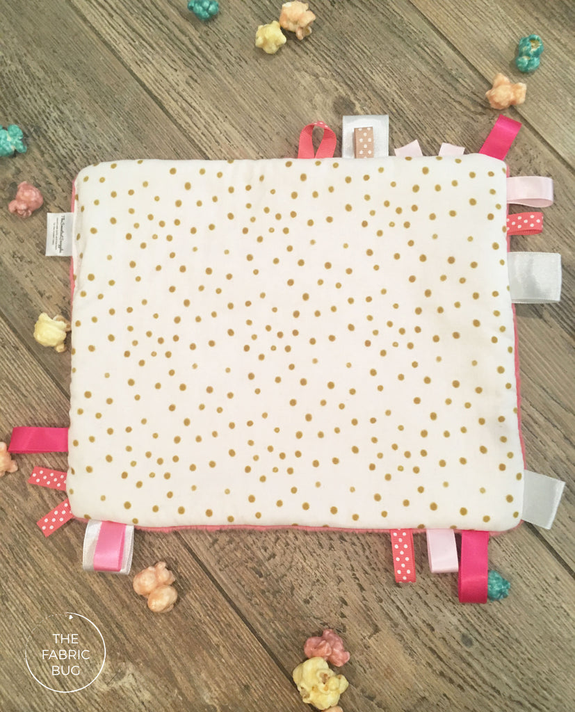 Mini Pink & Gold Dot Taggie Lovey Blanket