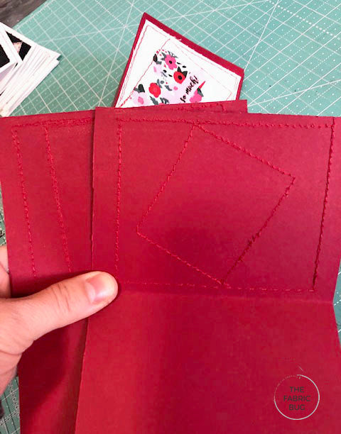 inside stitching on fabric note card