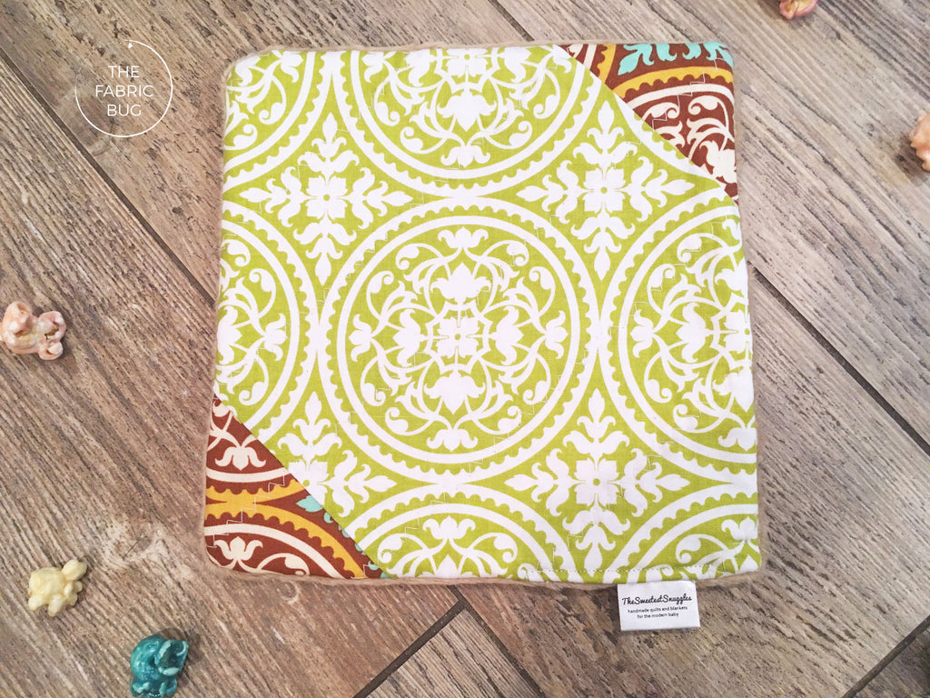 Mini Quilted Lime Green Lovey Blanket